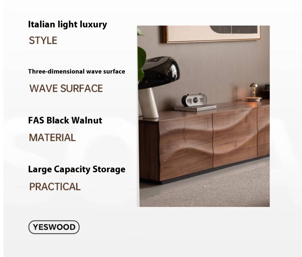 Black Walnut, Sandal Solid Wood Italian Light Luxury Style TV Stand