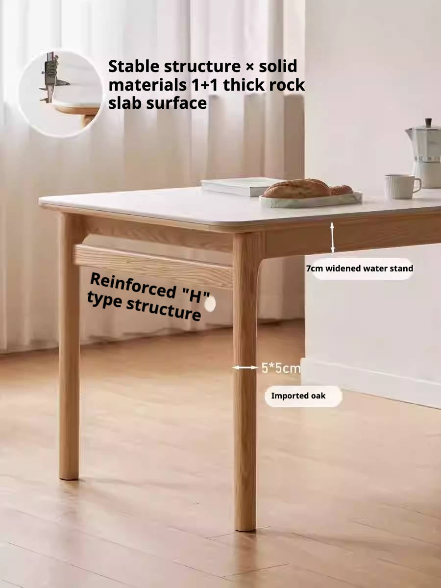 Oak Solid Wood Modern Rock Plate Dining Table