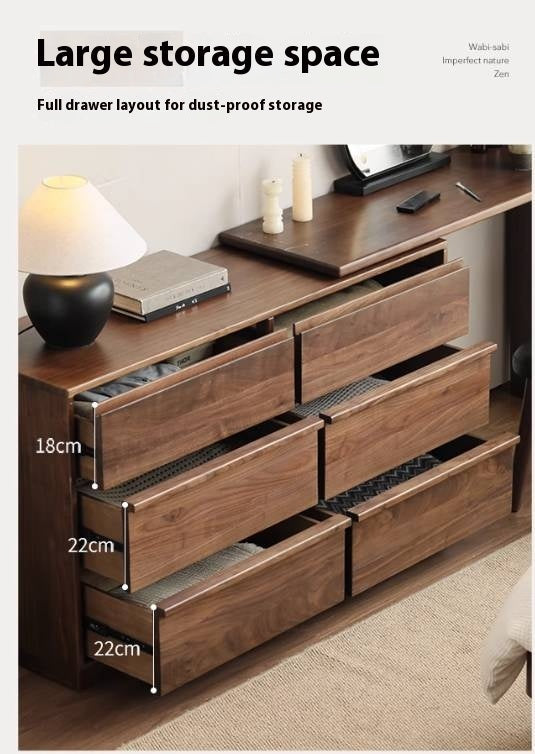 Black Walnut Solid Wood Light Luxury Dressing Table