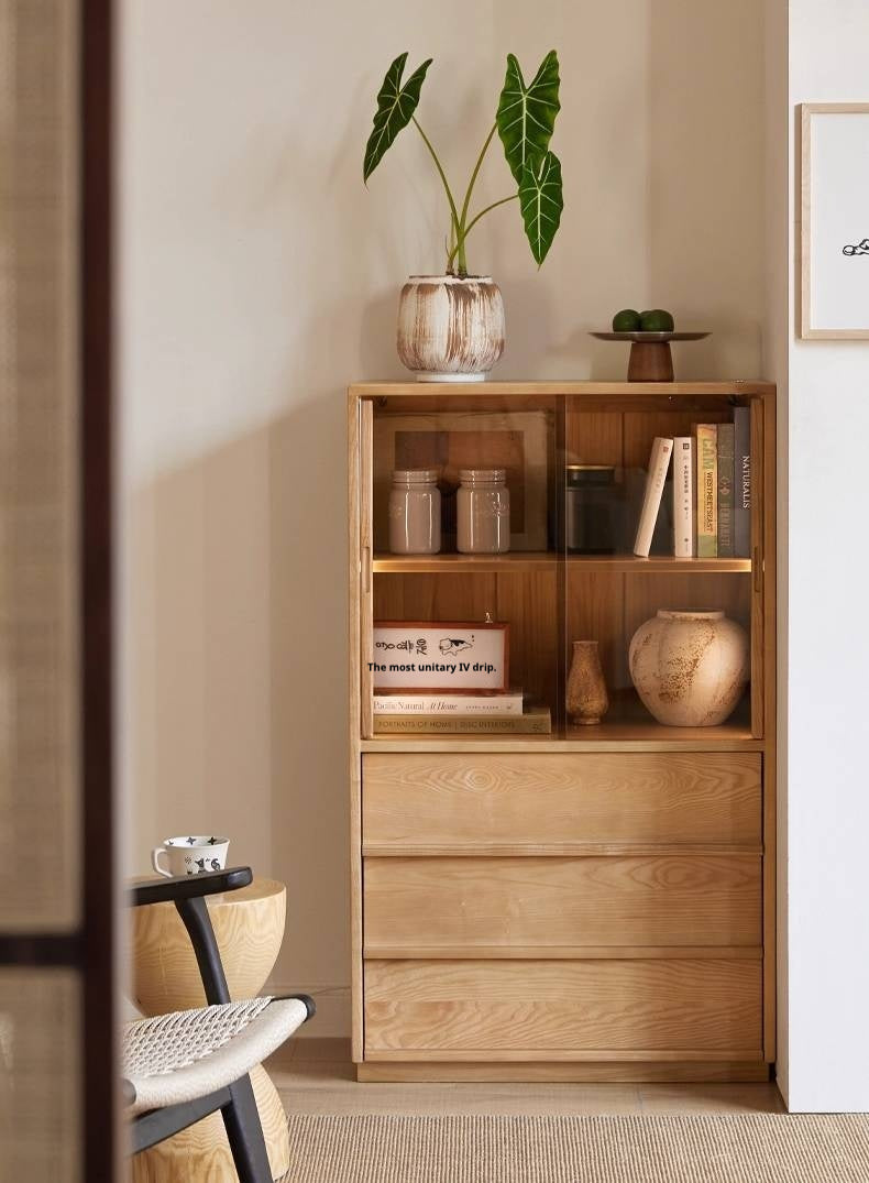 Ash Solid Wood Edge Cabinet Wabi Sabi Style