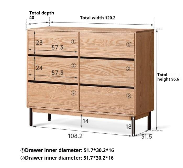 Oak Solid Wood Chest of Drawers