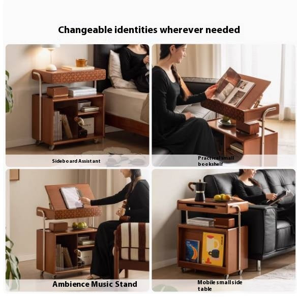 Poplar Solid Wood French Medieval Style Mobile Side Cabinet