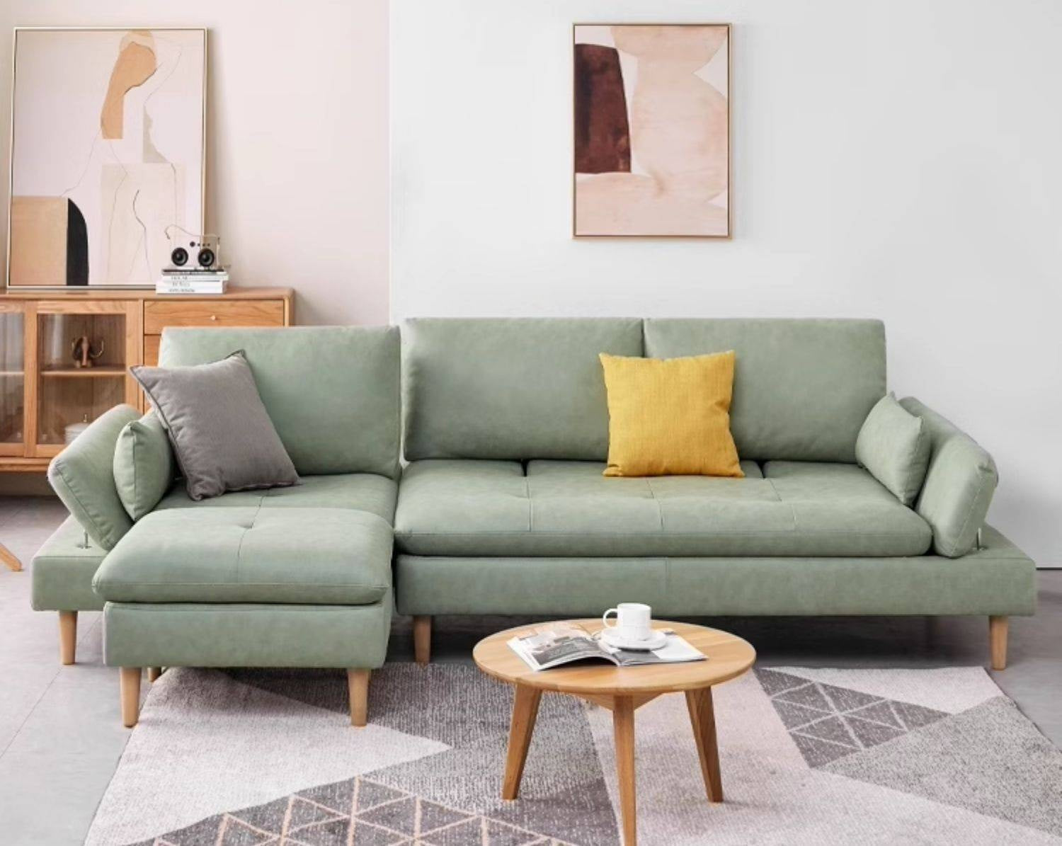 Fabric Wooden Modern Sofa Footstool