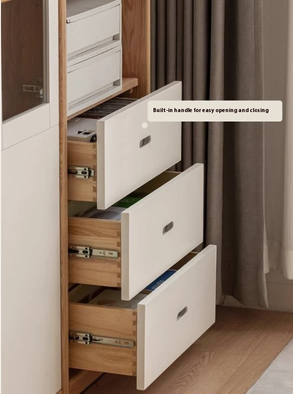 Oak Solid Wood Bookcase Storage Style Floor High