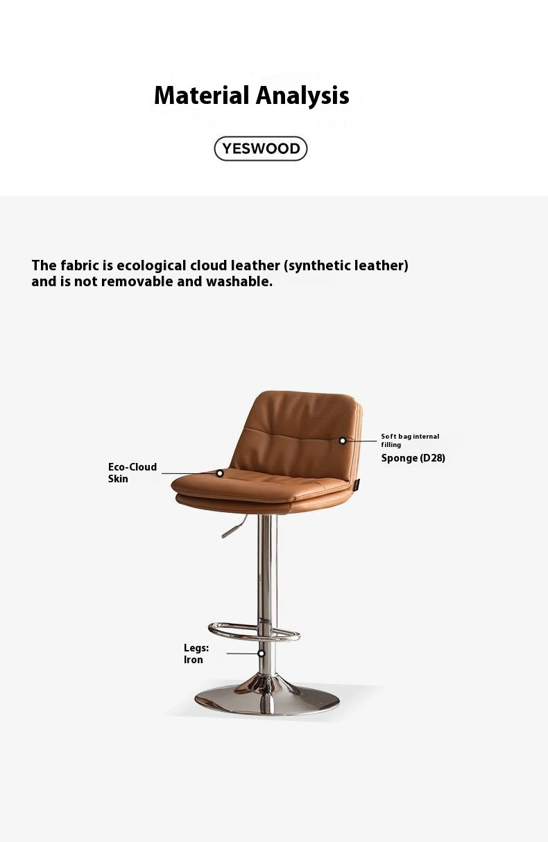 Leather High Backrest Rotating Bar Chair