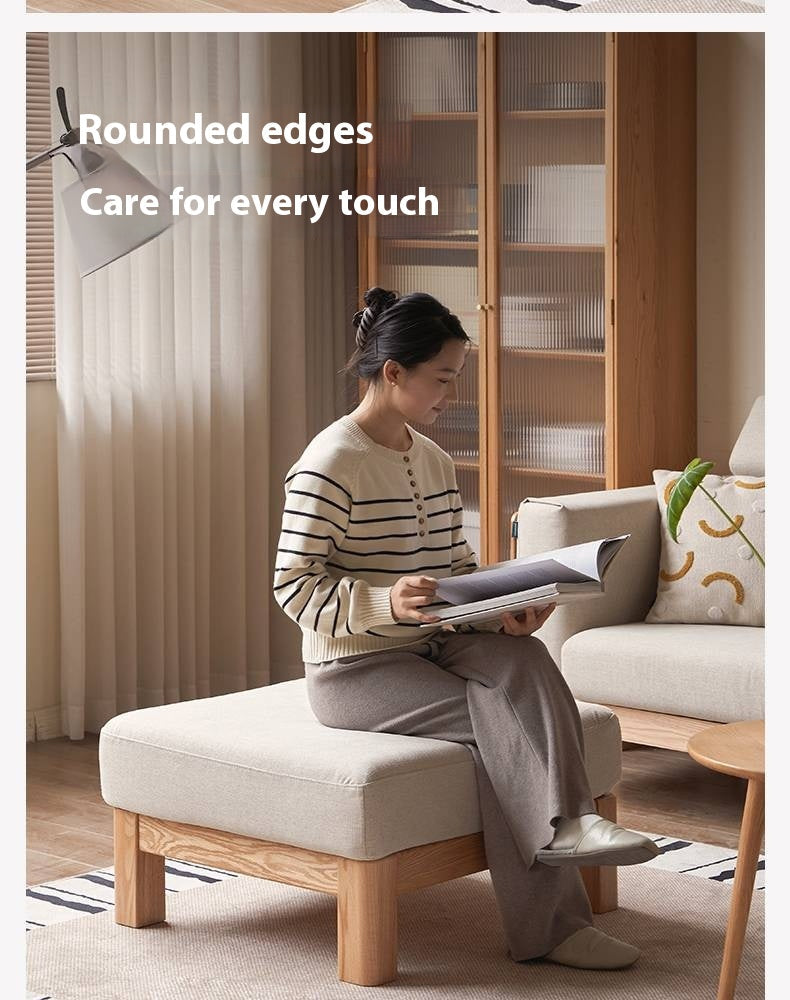 Black Walnut, Oak, Ash, Poplar Solid Wood Footstool Small Fabric Stool