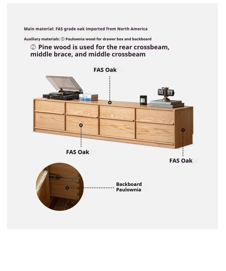 Oak, Ash Solid Wood Modern Skeleton Line TV Cabinet