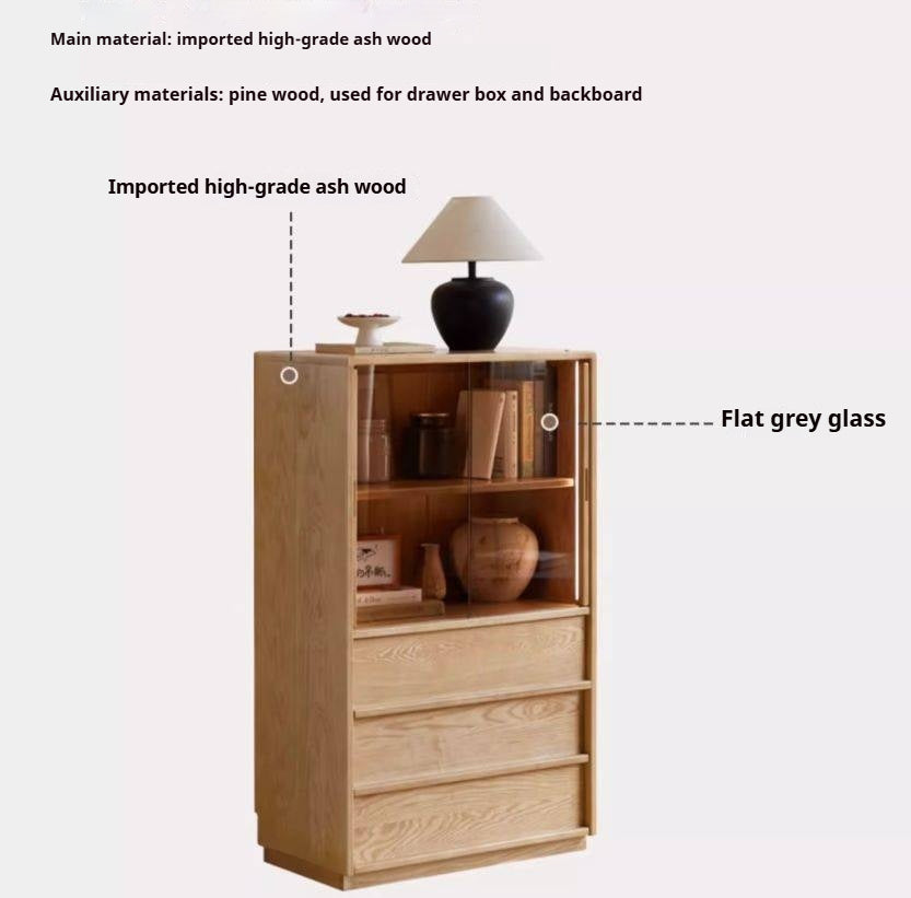 Ash Solid Wood Edge Cabinet Wabi Sabi Style