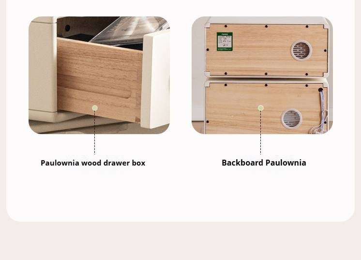 Solid Rubberwood Cream Style Nightstand