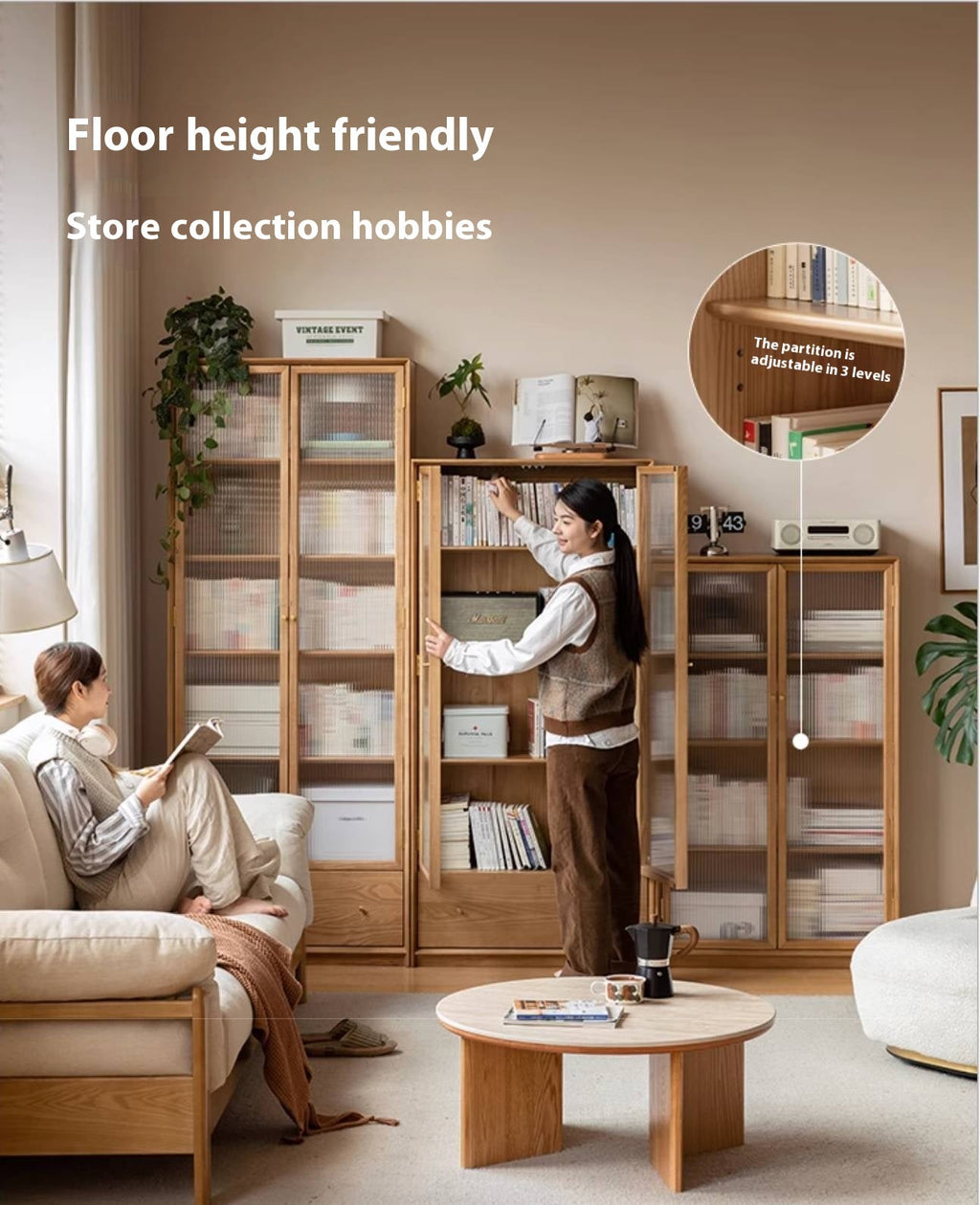 Ash Solid Wood Side Modern Style Cabinet Combination