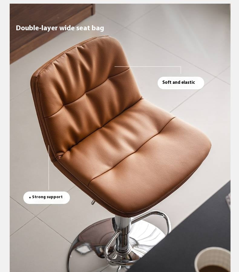Leather High Backrest Rotating Bar Chair