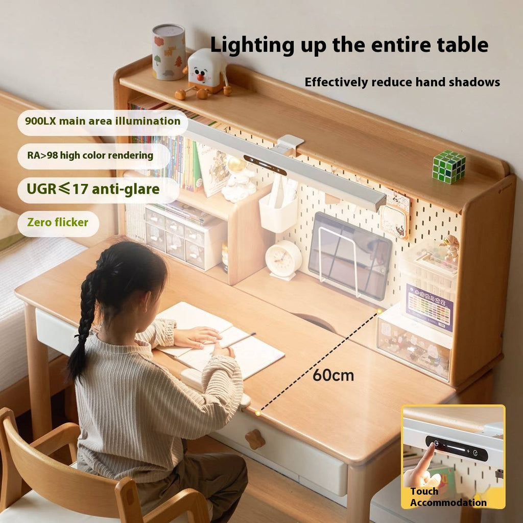 Beech Solid Wood Kids Learning Desk with Eye Protection Lamp