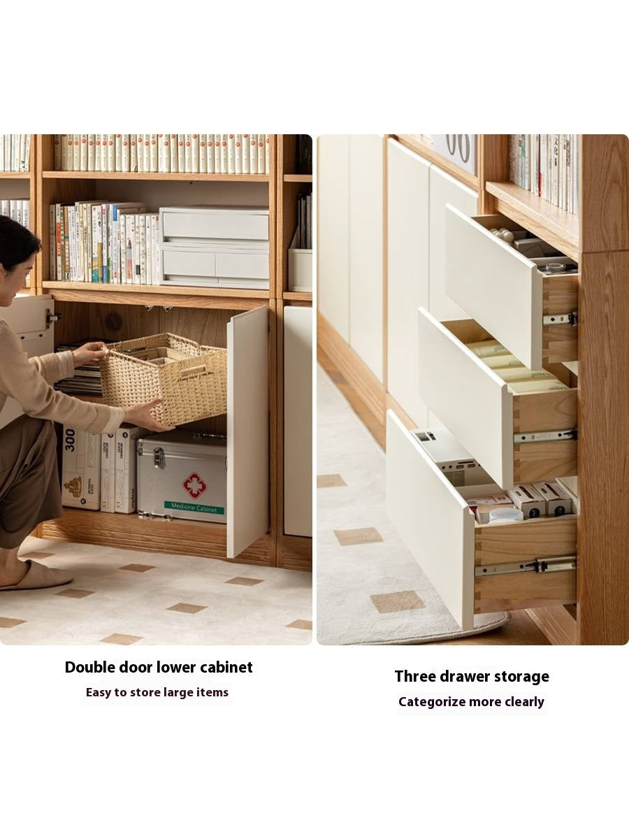 Oak Solid Wood Cream Style Bookcase