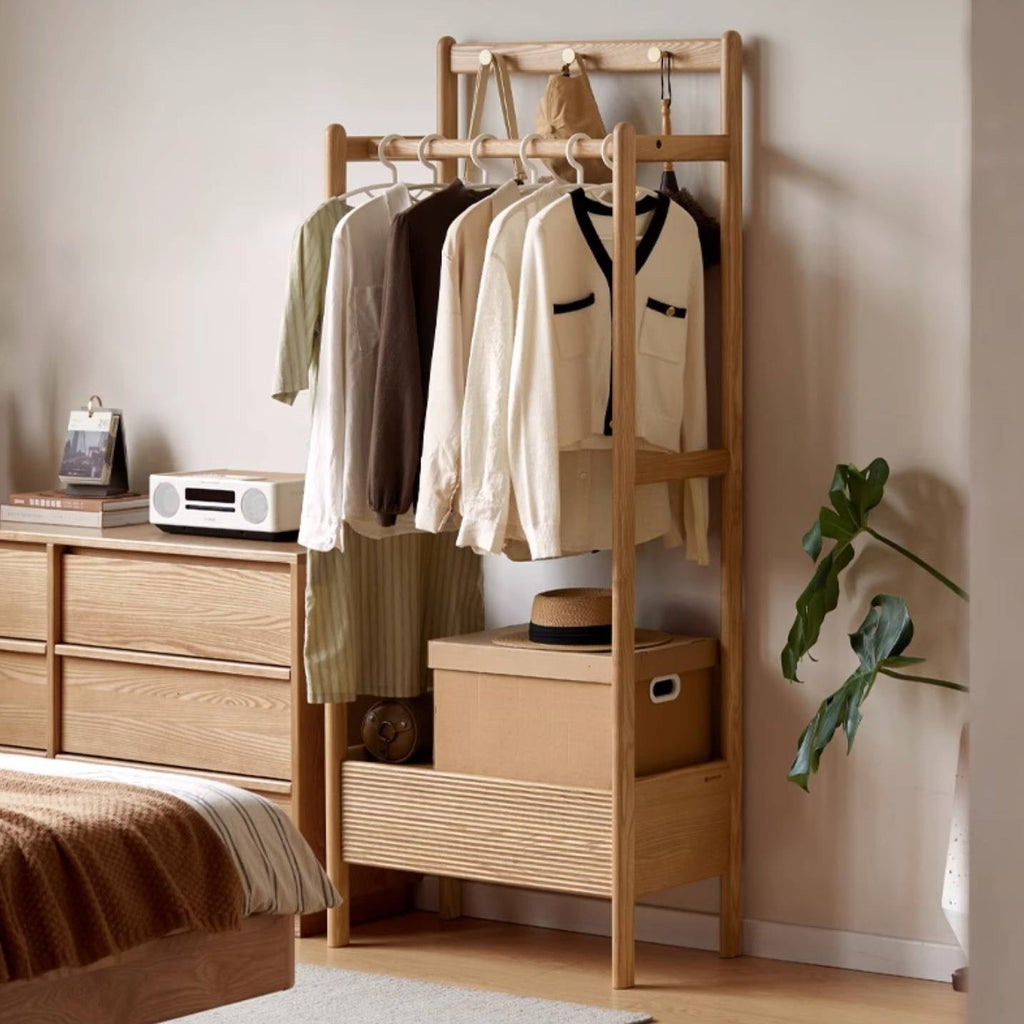 Ash Solid Wood Modern Style Hanger With Storage