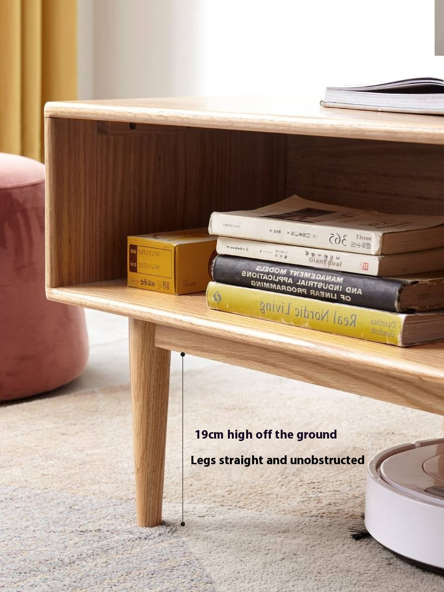 Oak Solid Wood Modern Style Rattan Tea Table