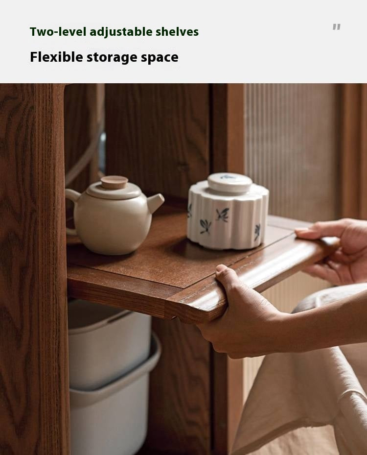 Ash, Oak, Black Walnut Solid Wood Mobile Side Tea Cabinet