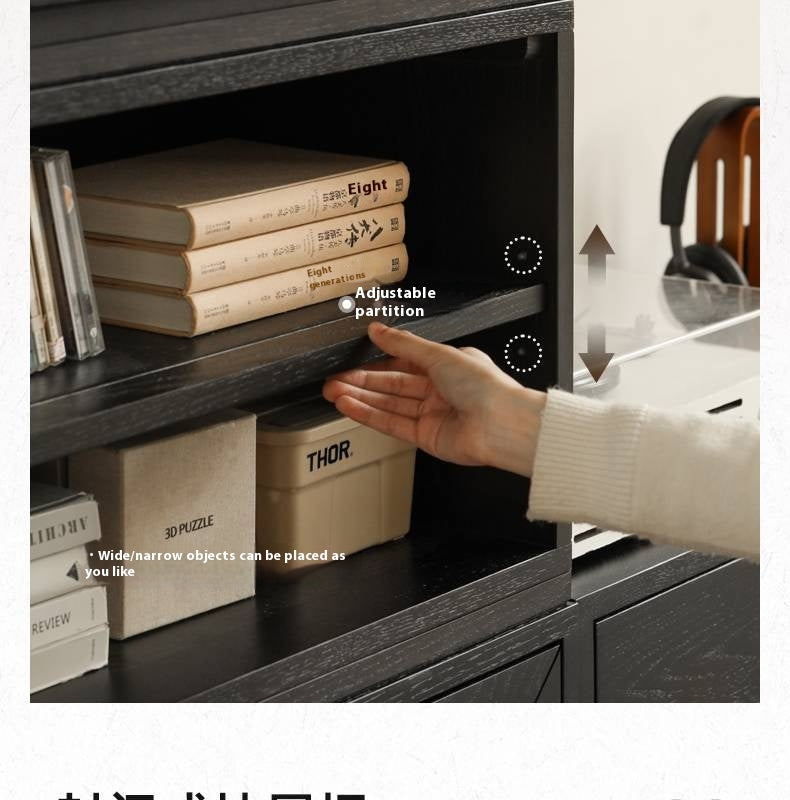 Oak Solid Wood TV Stand Combination Bookcase