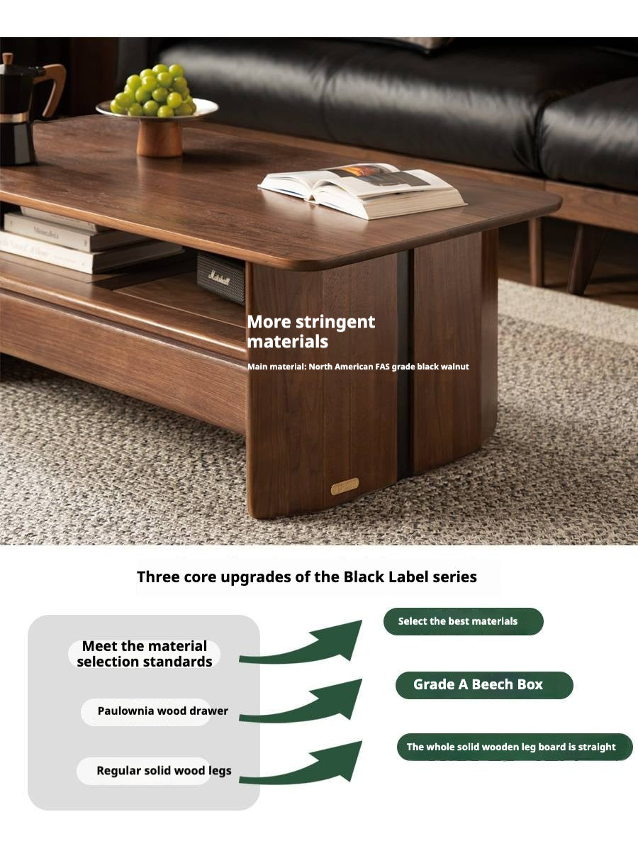 Black Walnut Solid Wood Rock Plate Coffee Table