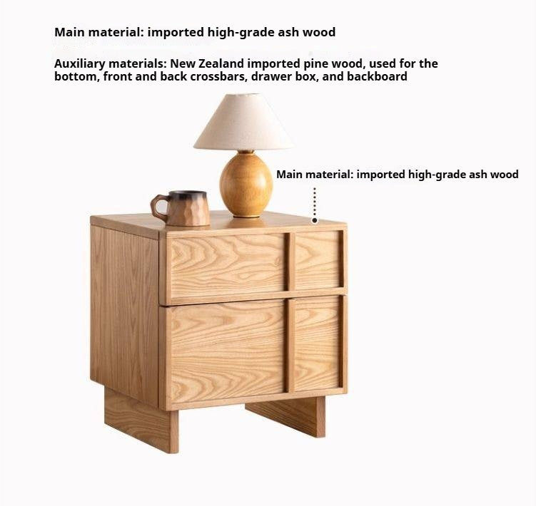 Ash Solid Wood Wabi-Sabi Style Nightstand