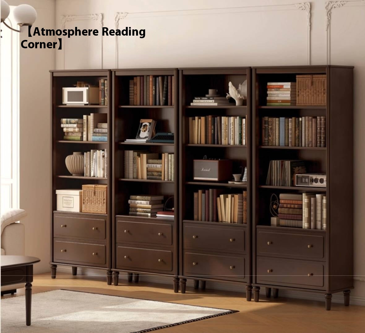Poplar, Black Walnut Solid Wood American Style Bookcase
