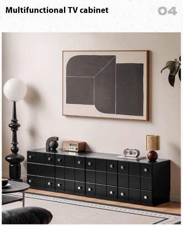 Solid Rubberwood Modern Modular Drawer Cabinet