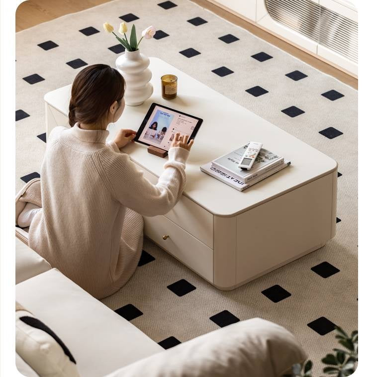 Solid Rubberwood Rock Board Coffee Table