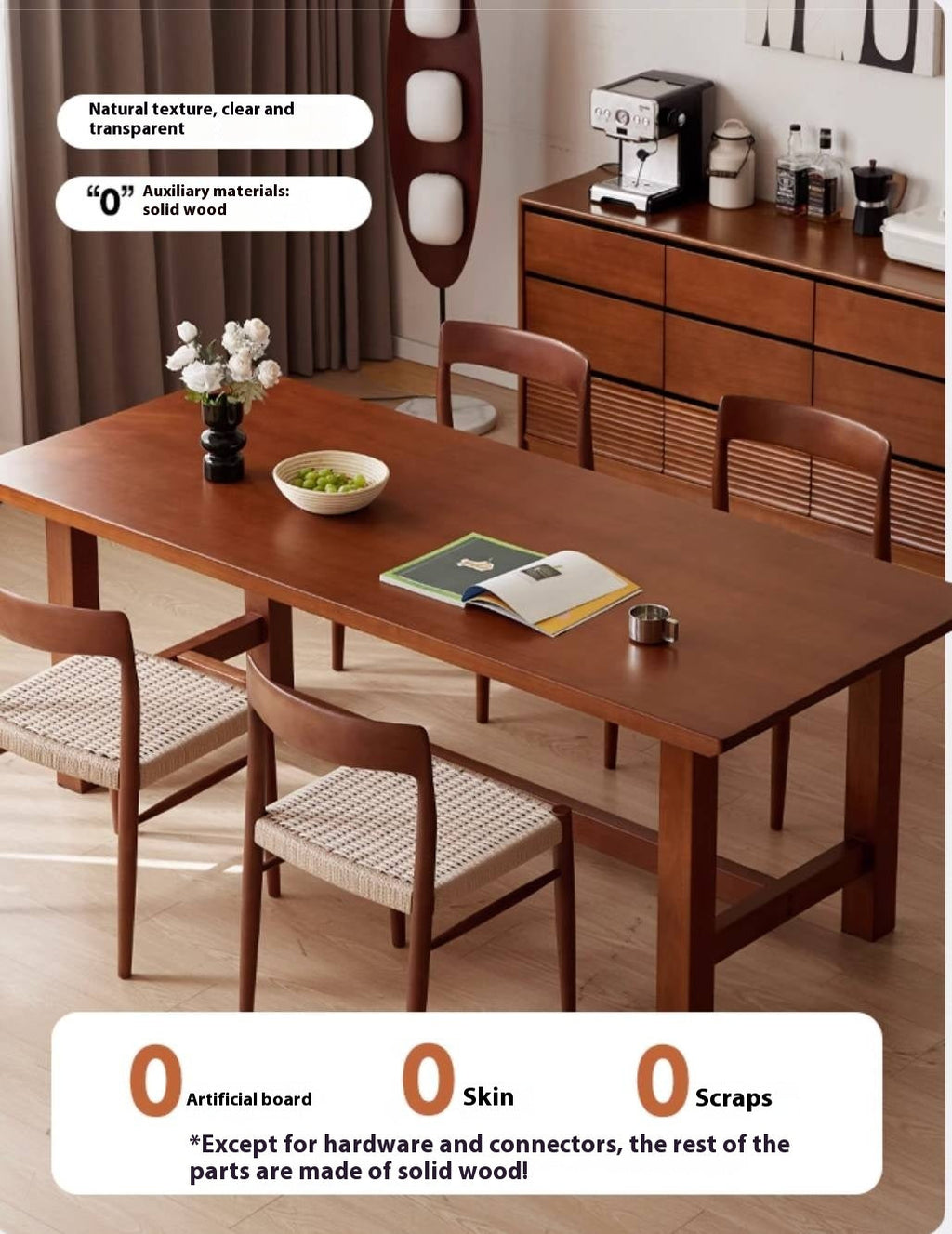 Poplar Solid Wood Mid Ancient Style Dining Table