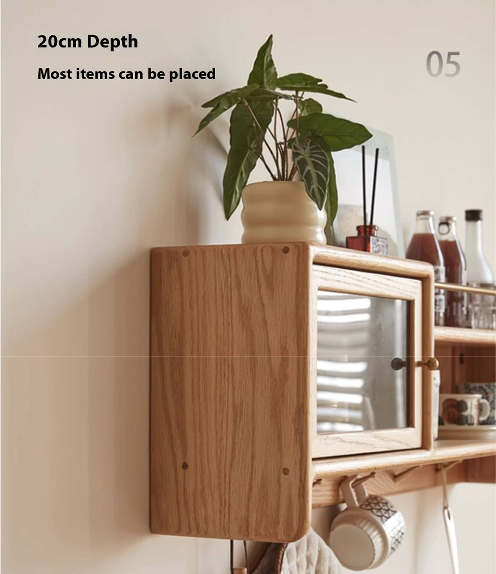 Oak Solid Wood Modern Style Wall Cabinet
