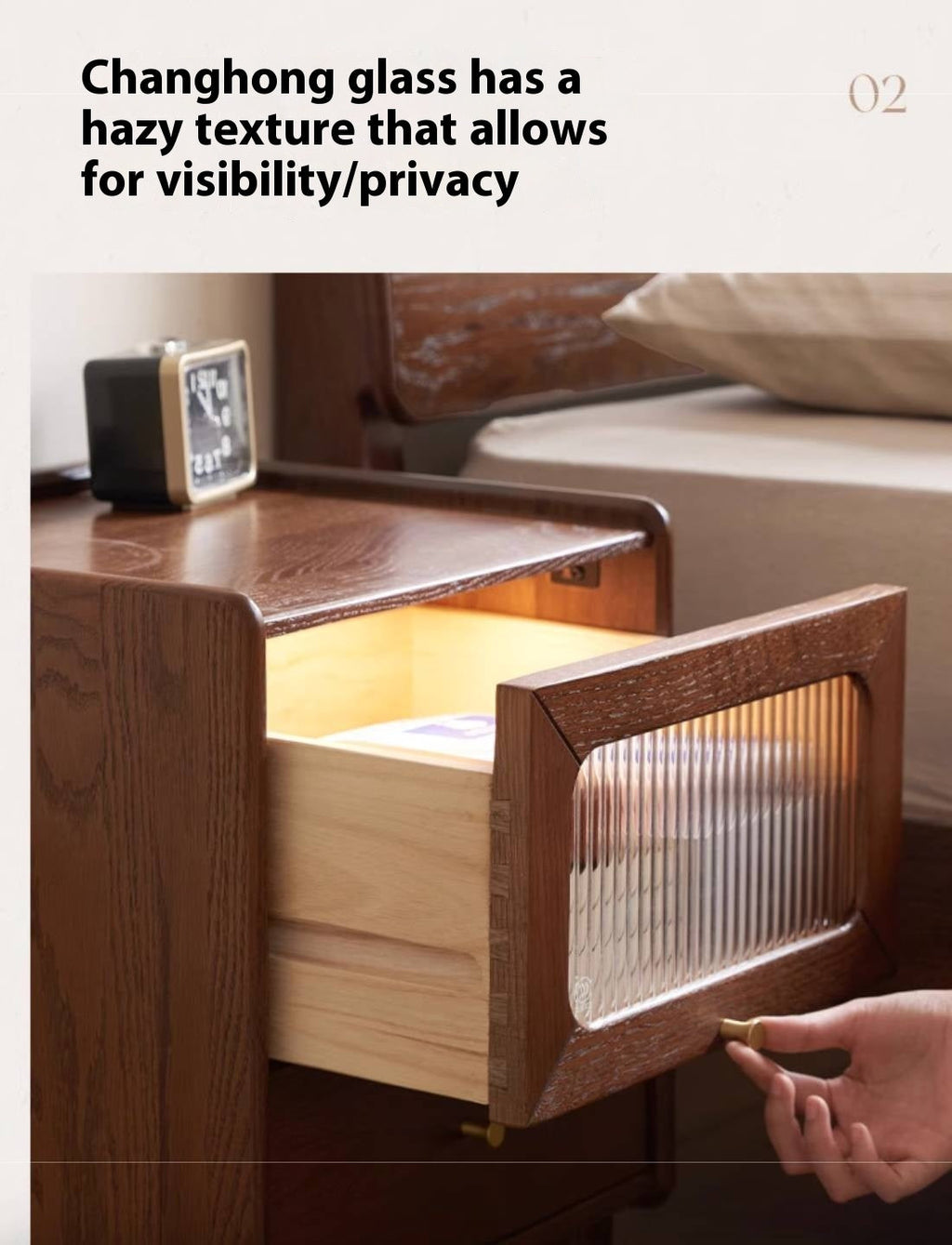 Oak Solid Wood Modern Style Nightstand