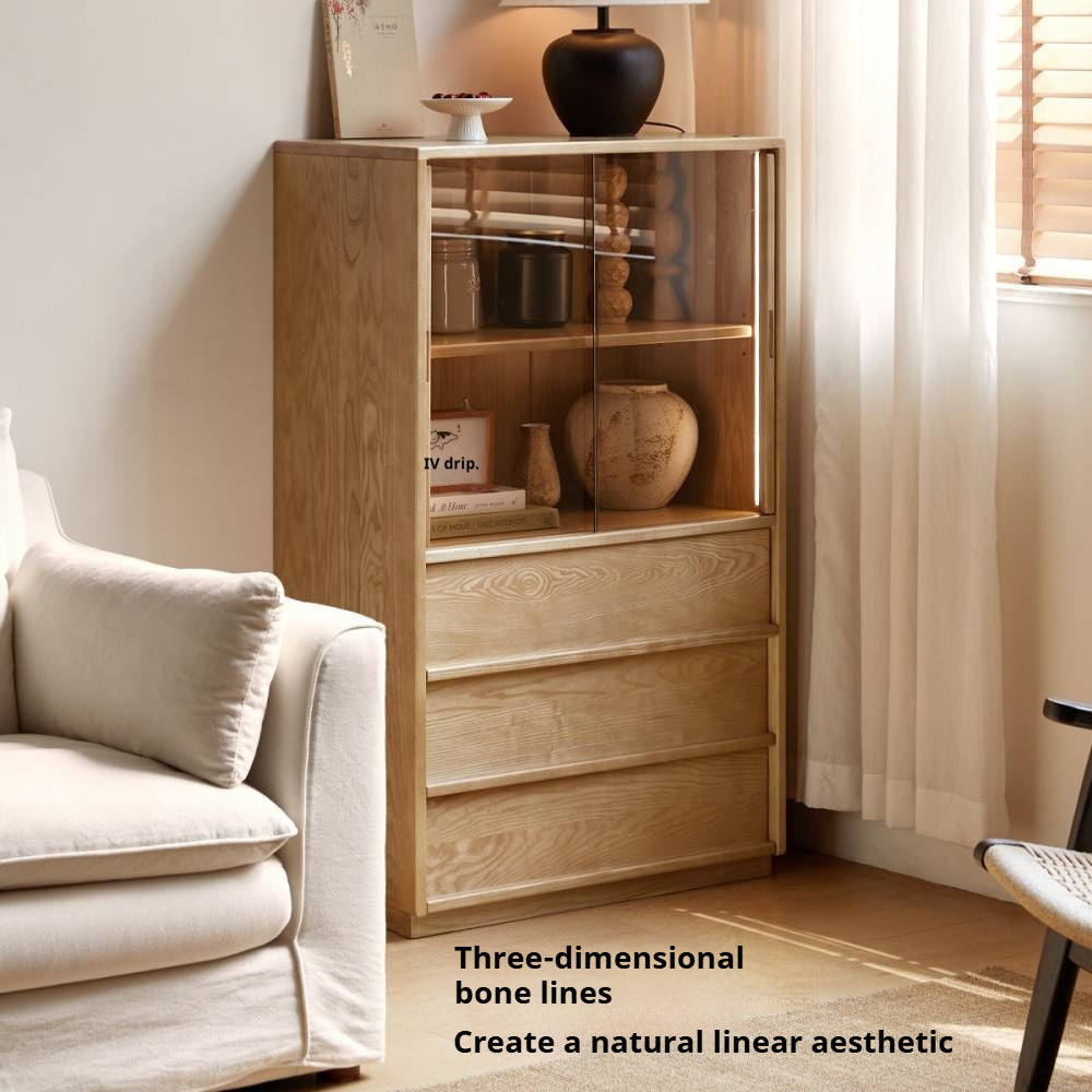 Ash Solid Wood Edge Cabinet Wabi Sabi Style