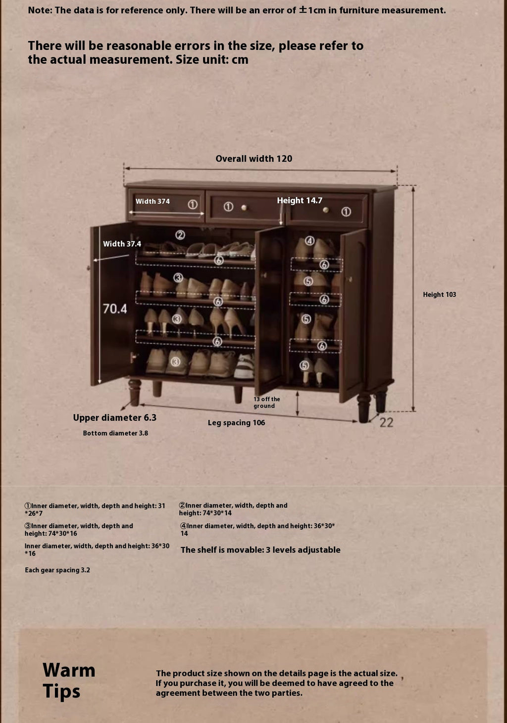 Poplar Solid Wood American Retro Shoe Cabinet