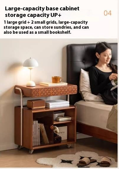 Poplar Solid Wood French Medieval Style Mobile Side Cabinet