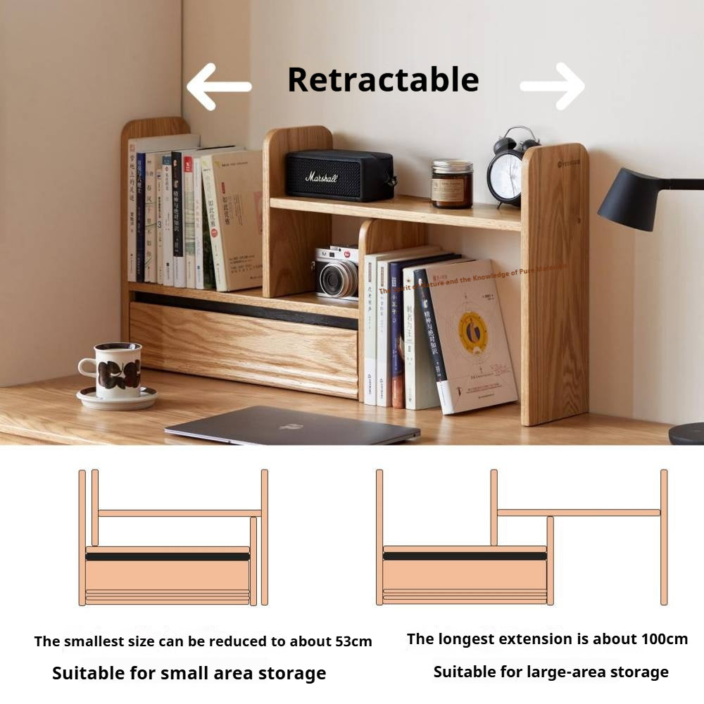 Oak Solid Wood Retractable Storage Desktop Shelf