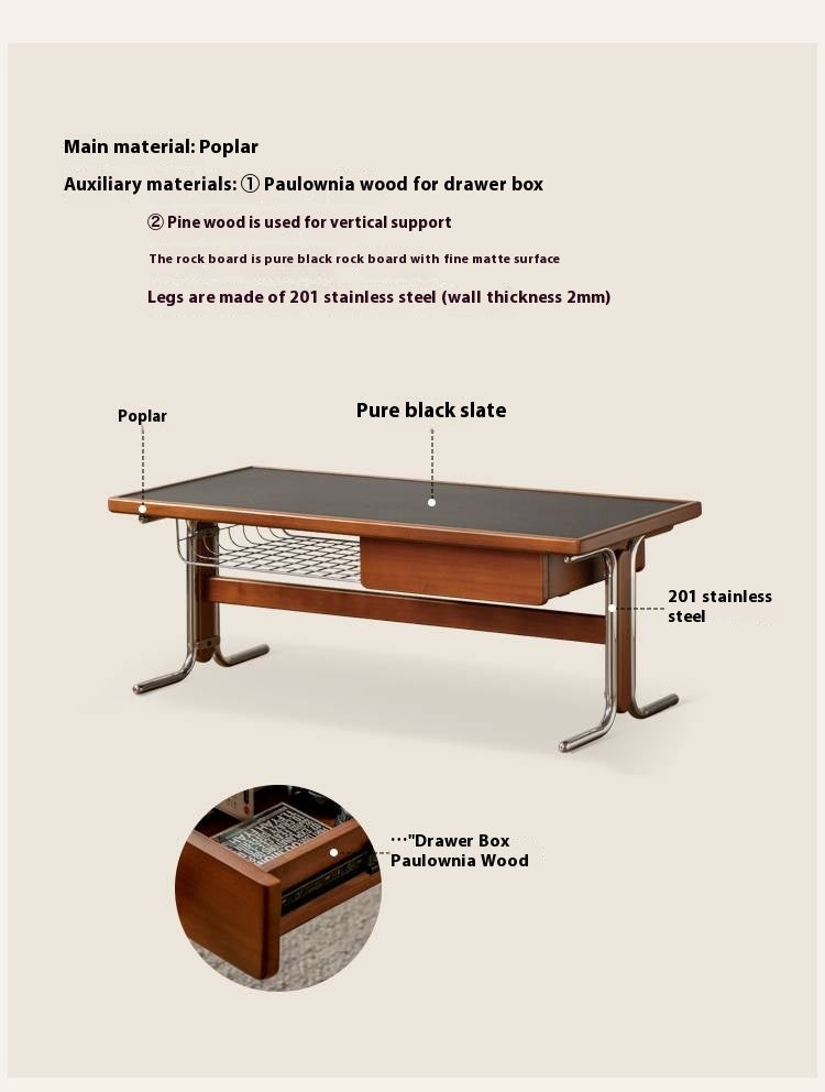 Poplar Solid Wood Middle Ages Rock Plate Coffee Table