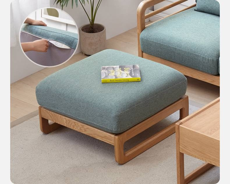 Ash, Oak, Black Walnut Solid Wood  Fabric Footstool-