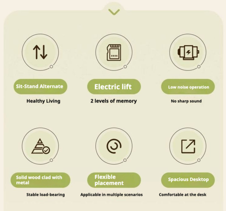 Beech Solid Wood Cream Style Study Electric Lift Desk