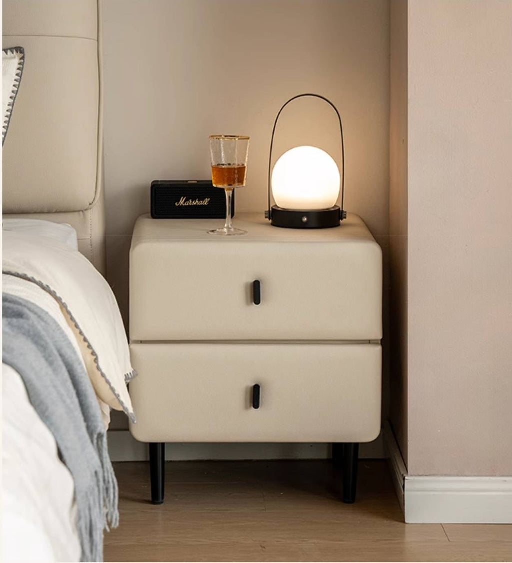 Fabric Cream Style Soft Nightstand