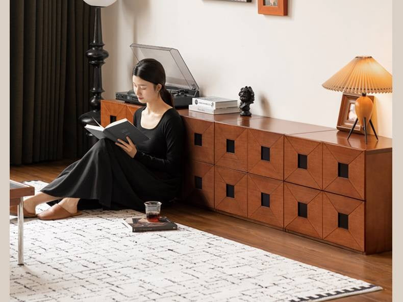 Poplar Solid Wood Modular TV Stand In Antique Style