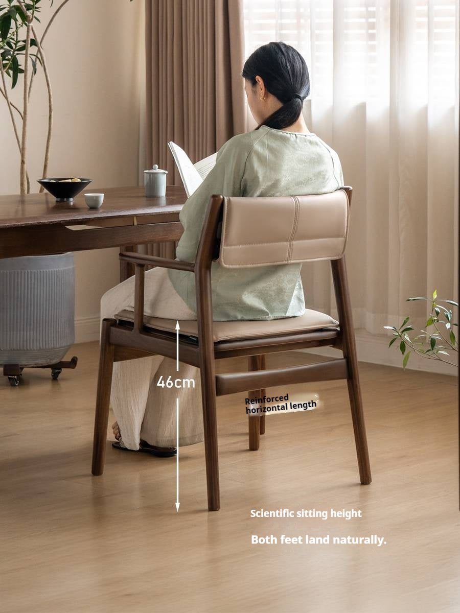 Golden Sandalwood Solid Wood Dining Soft Chair