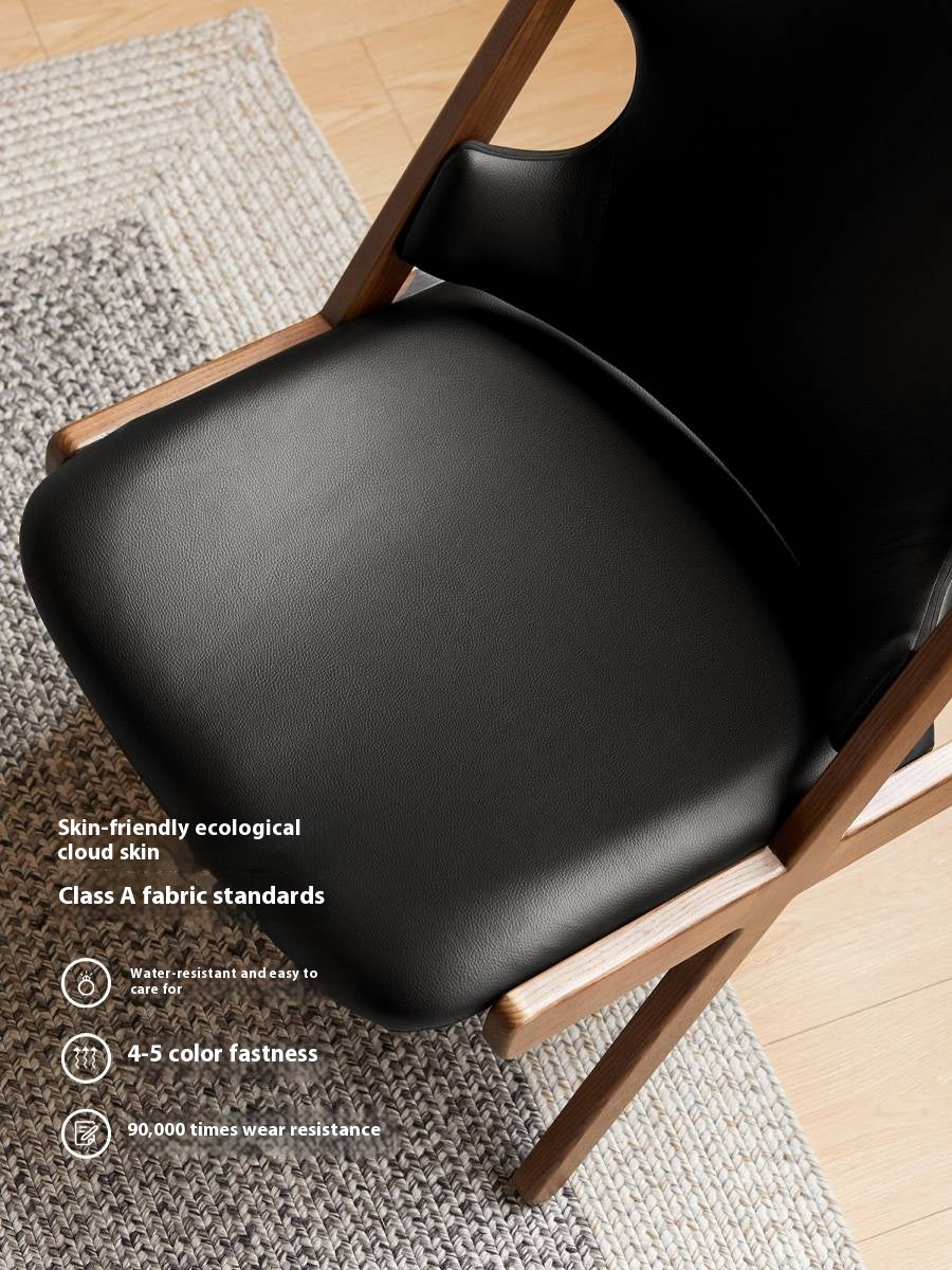 Ash Solid Wood Sofa Chair Fabric Back