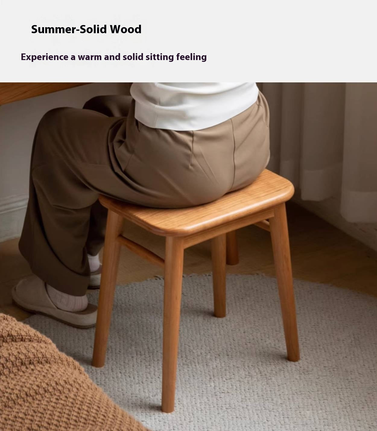 Black Walnut, Oak, Cherry, Rubberwood, Sandalwood Solid Wood Dressing Stool