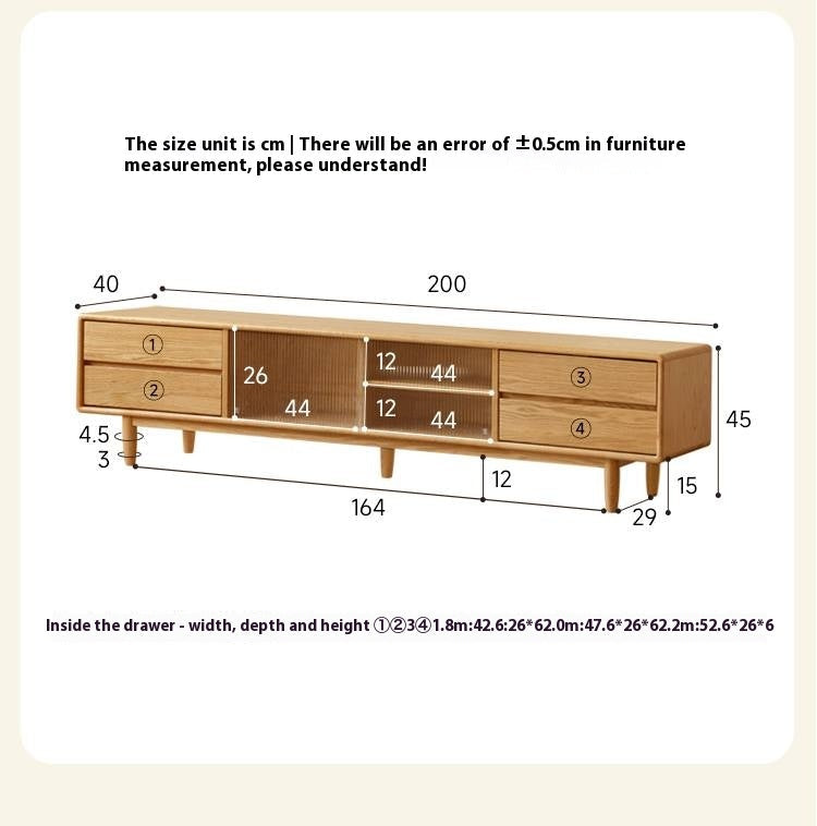 Solid Rubberwood, Oak Solid Wood Scandinavian TV Stand