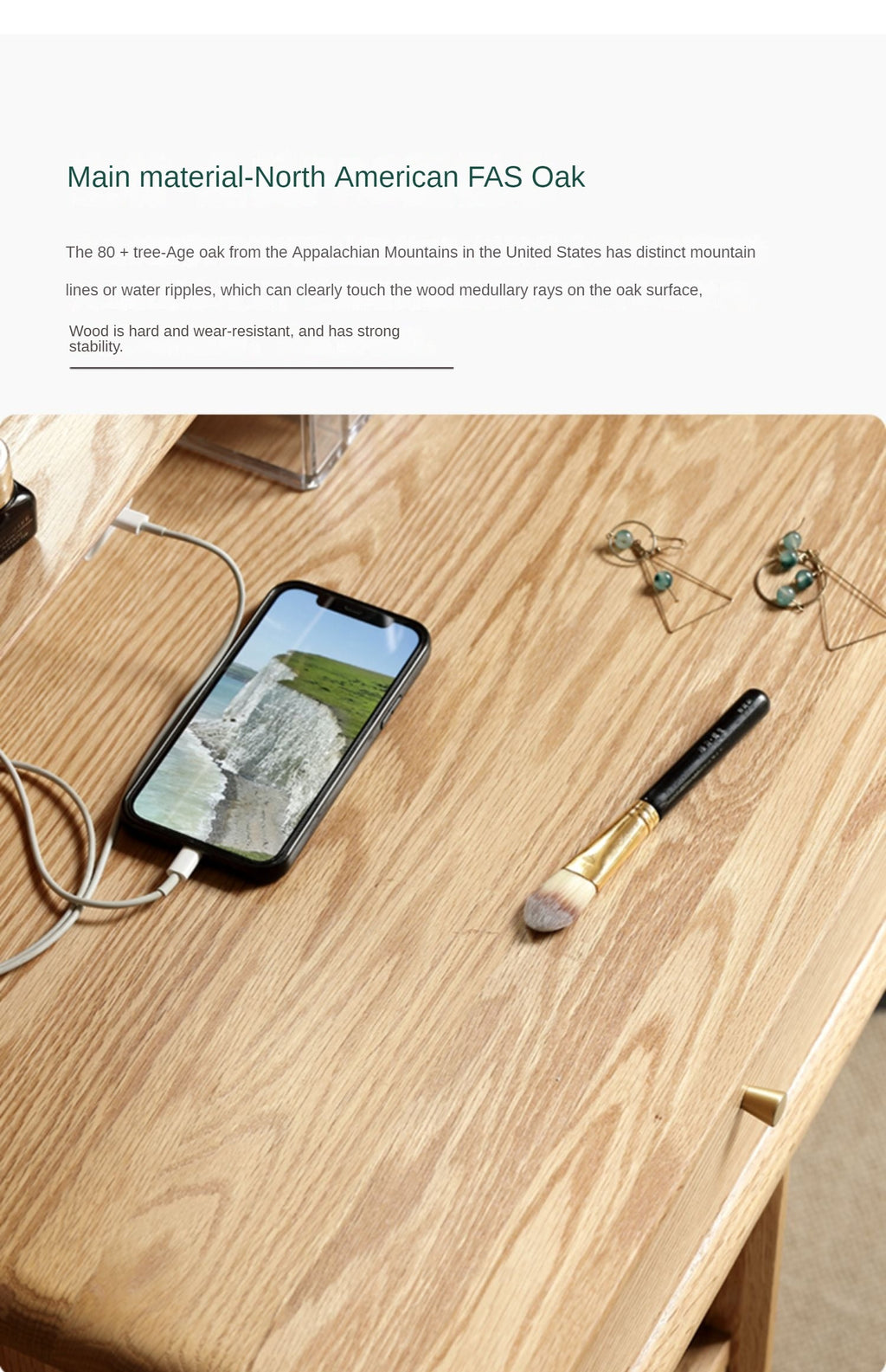 Oak solid wood Dressing Table Telescopic -USA