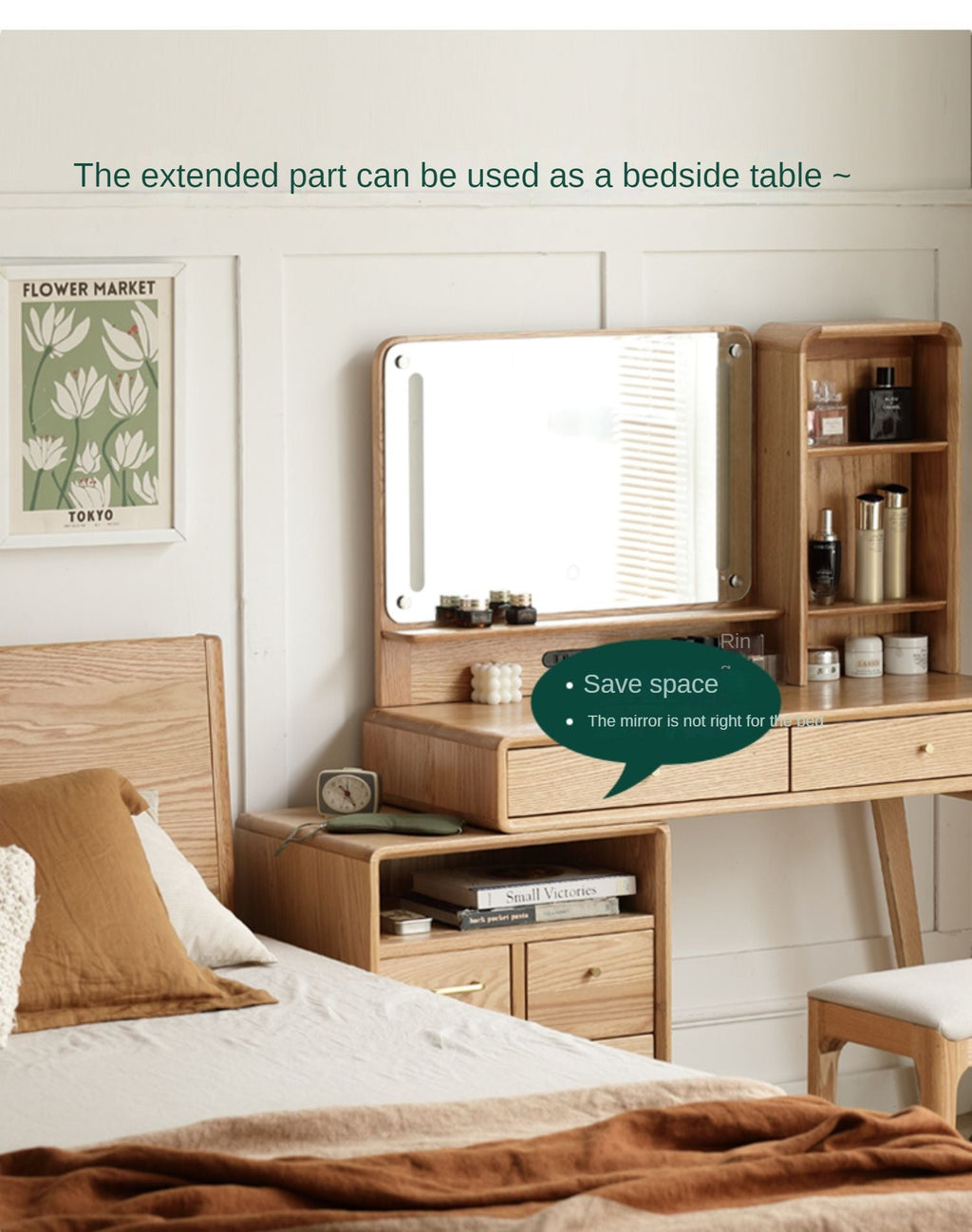 Oak solid wood Dressing Table Telescopic -USA