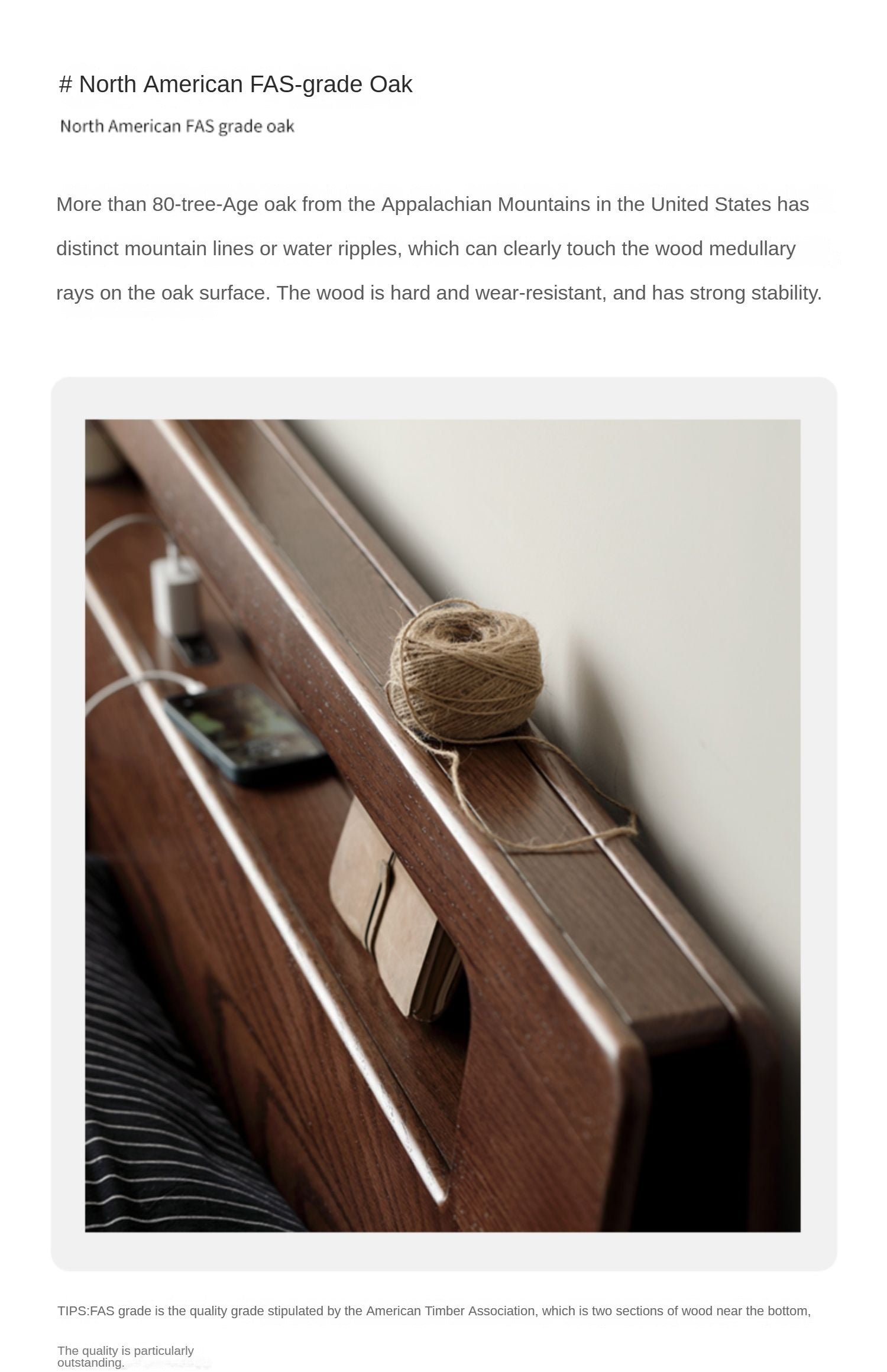 Oak solid wood bed with light walnut-color-USA