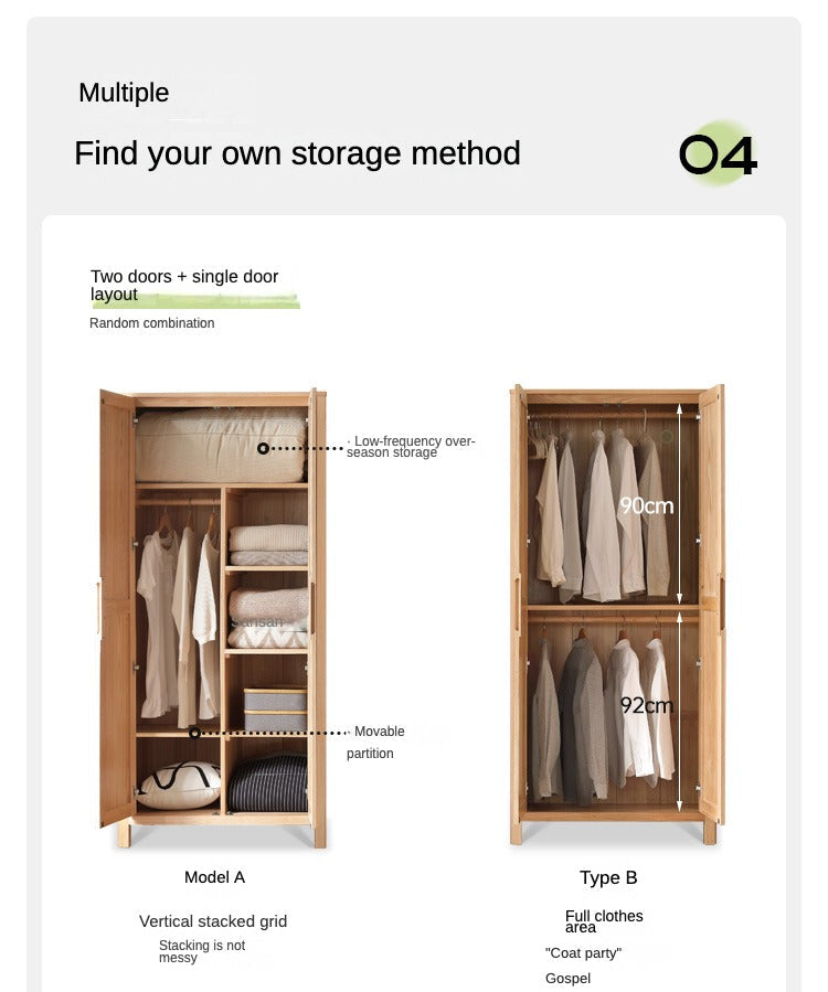 Oak solid wood combined Wardrobe.