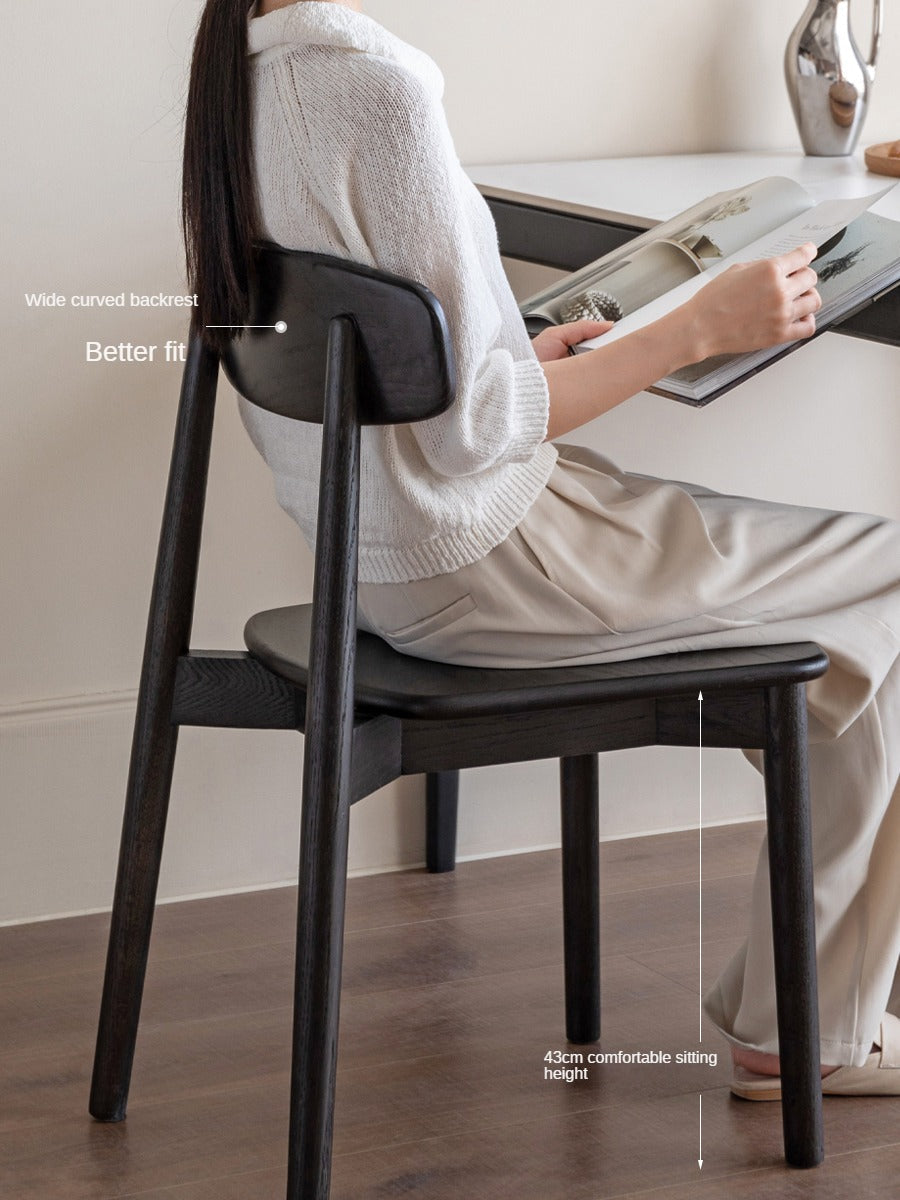 4 Pcs Oak Solid Wood Black Chair