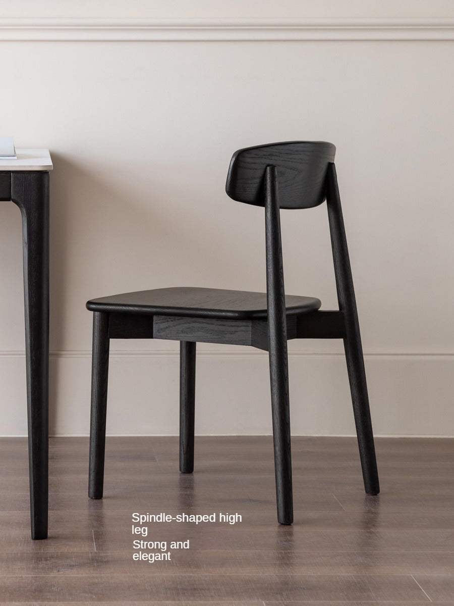 4 Pcs Oak Solid Wood Black Chair