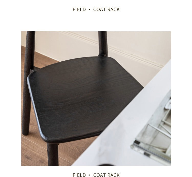 4 Pcs Oak Solid Wood Black Chair