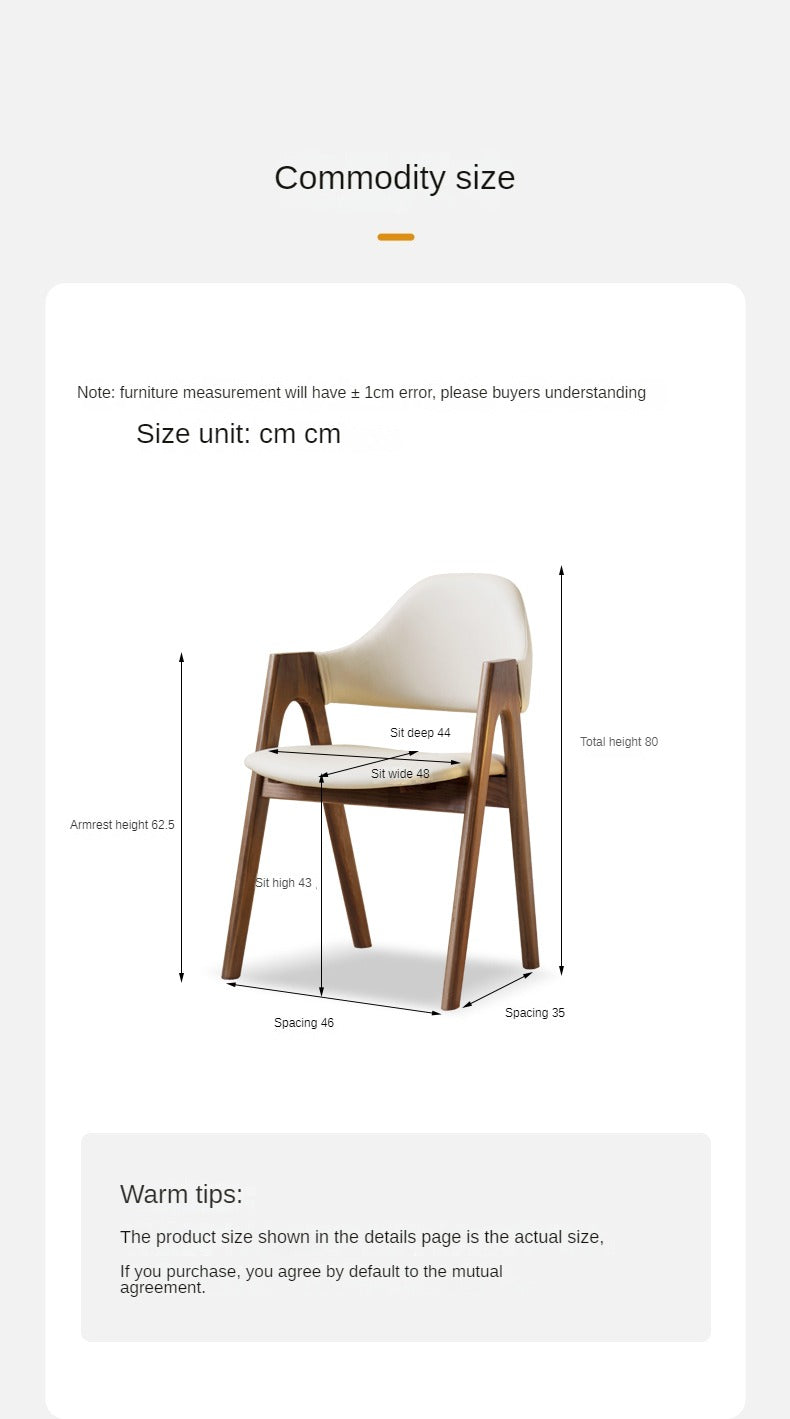 2 pcs Black Walnut Solid Wood, Organic Leather, Armchair